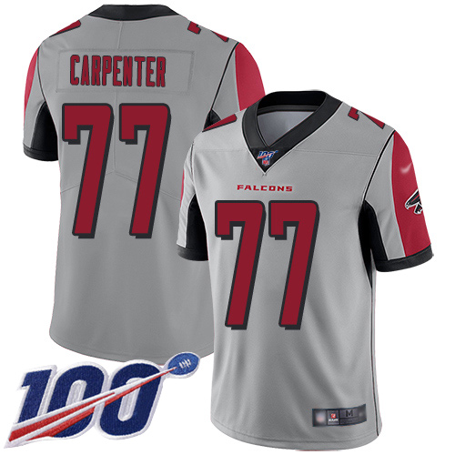 Atlanta Falcons Limited Silver Men James Carpenter Jersey NFL Football #77 100th Season Inverted Legend